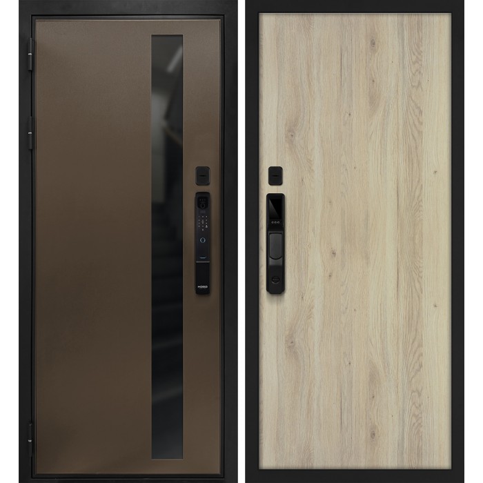 Дверь Скамбио Порте Уран смарт/Гладкая Бронза / Дуб молочный