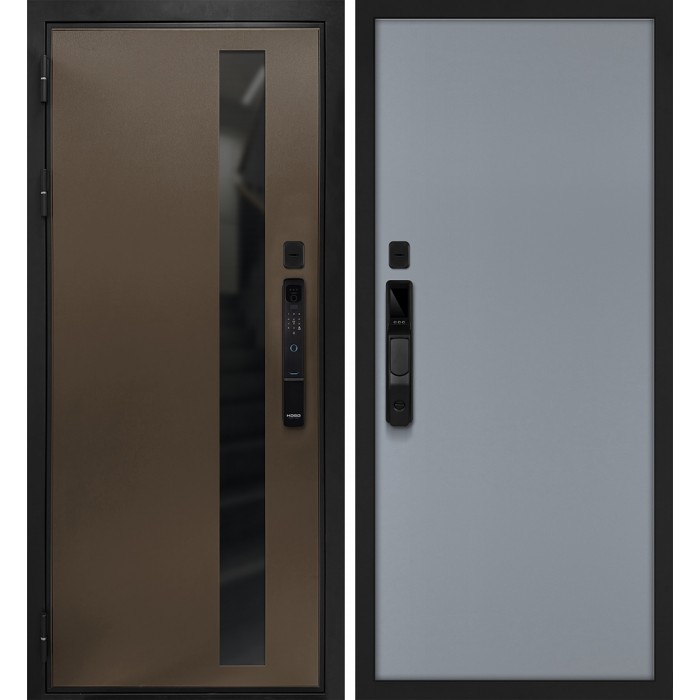 Дверь Скамбио Порте Уран смарт/Гладкая Бронза / Серый матовый