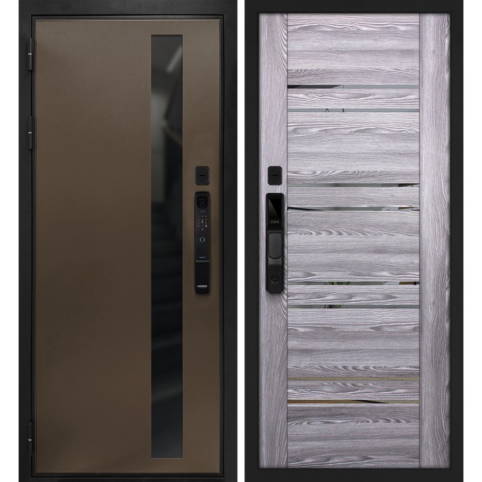 Дверь Скамбио Порте Уран смарт/ПСК1 Бронза / Ривьера грей