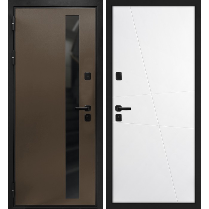 Дверь Скамбио Порте Уран/Смальта-Лайн 02 Бронза / Белый ral 9003