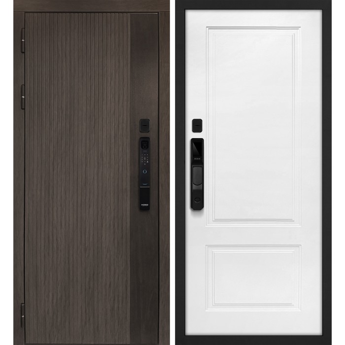 Дверь Скамбио Порте Вертикаль смарт/ПДЕ-04 Дымчатый камень, дуб мореный (замковая часть) / Жасмин