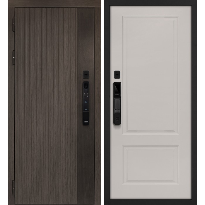 Дверь Скамбио Порте Вертикаль смарт/ПДЕ-04 Дымчатый камень, дуб мореный (замковая часть) / Кашемир