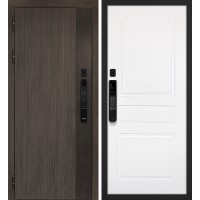 Вертикаль смарт/Смальта 01 Дымчатый камень,  дуб мореный (замковая часть) / Белый ral 9003