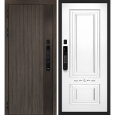 Вертикаль смарт/Смальта 04 Дымчатый камень,  дуб мореный (замковая часть) / Белый ral 9003  патина серебро