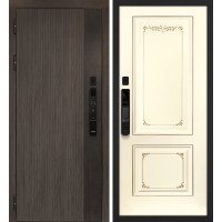 Вертикаль смарт/Смальта 14 Дымчатый камень,  дуб мореный (замковая часть) / Слоновая кость ral 1013 патина шампань