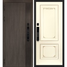 Вертикаль смарт/Смальта 14 Дымчатый камень,  дуб мореный (замковая часть) / Слоновая кость ral 1013 патина шампань