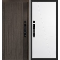 Вертикаль смарт/Смальта-Лайн 02 Дымчатый камень,  дуб мореный (замковая часть) / Белый ral 9003