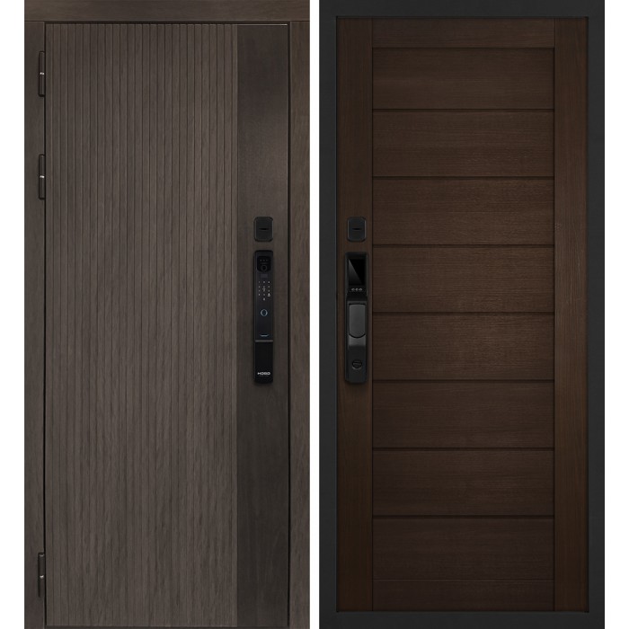 Дверь Скамбио Порте Вертикаль смарт/ТЕХНО 708 Дымчатый камень, дуб мореный (замковая часть) / Венге