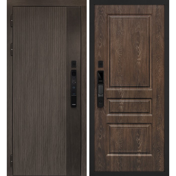 Дверь Скамбио Порте Вертикаль смарт/Версаль 02 Дымчатый камень, дуб мореный (замковая часть) / Дуб корица