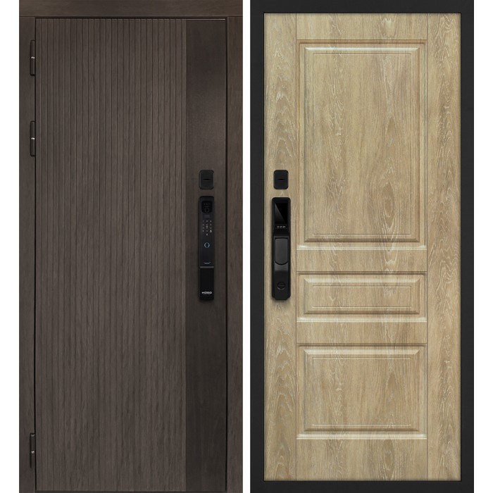 Дверь Скамбио Порте Вертикаль смарт/Версаль 02 Дымчатый камень, дуб мореный (замковая часть) / Дуб песочный