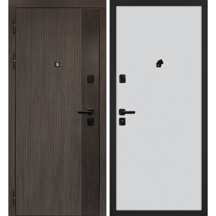 Дверь Скамбио Порте Вертикаль/Гладкая Дымчатый камень, дуб мореный (замковая часть) / Агат