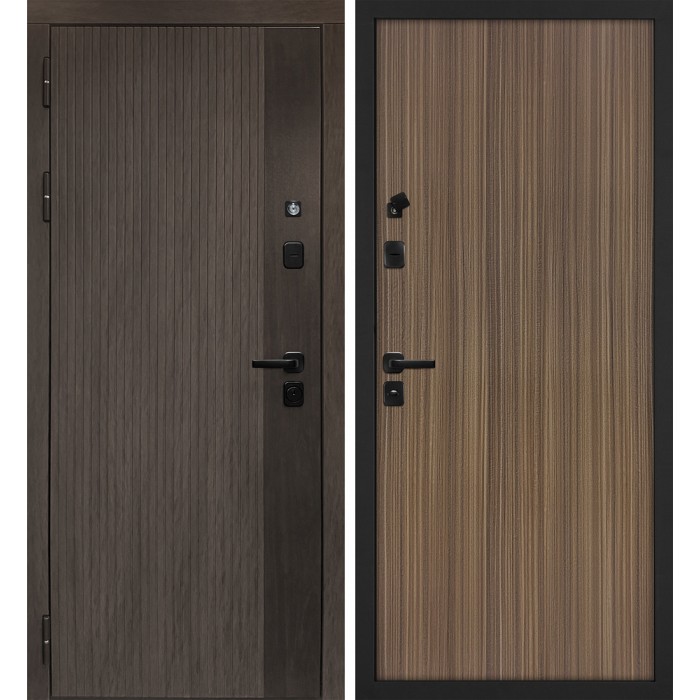 Дверь Скамбио Порте Вертикаль/Гладкая Дымчатый камень, дуб мореный (замковая часть) / Эвкалипт испанский