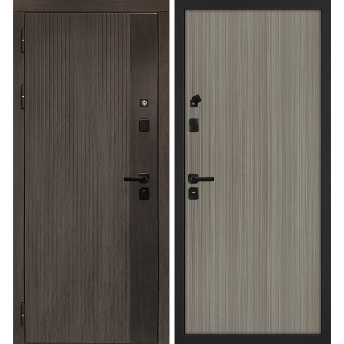 Дверь Скамбио Порте Вертикаль/Гладкая Дымчатый камень, дуб мореный (замковая часть) / Эвкалипт португальский