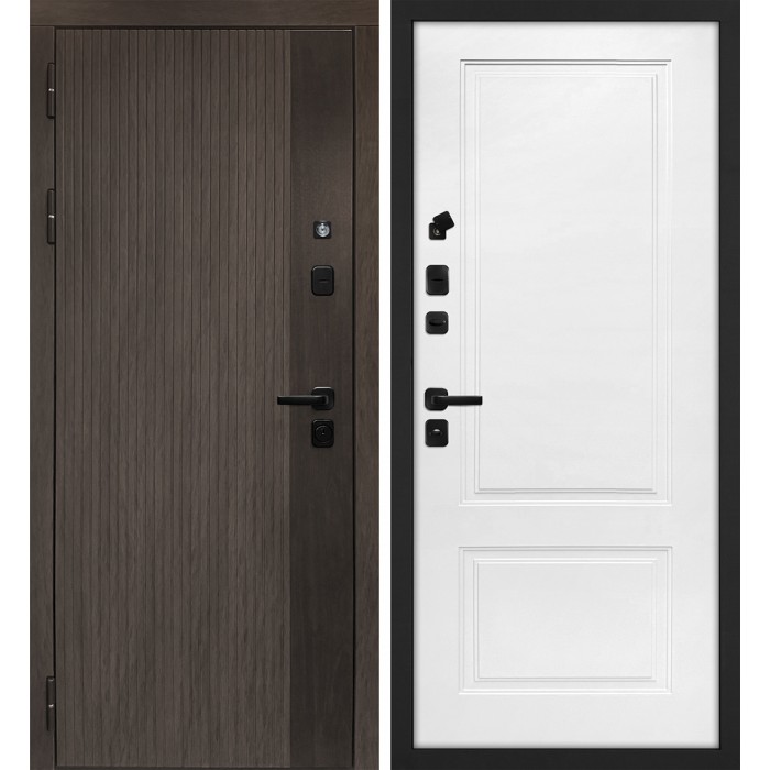 Дверь Скамбио Порте Вертикаль/ПДЕ-04 Дымчатый камень, дуб мореный (замковая часть) / Жасмин