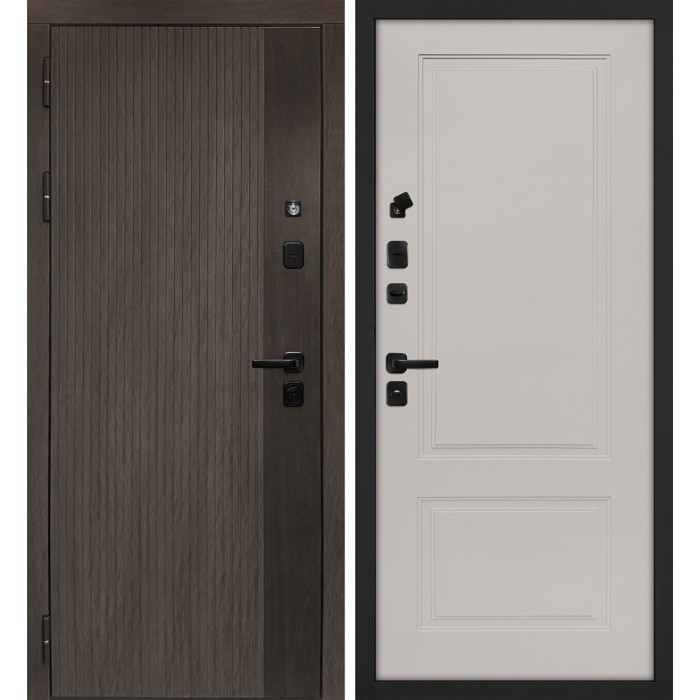 Дверь Скамбио Порте Вертикаль/ПДЕ-04 Дымчатый камень, дуб мореный (замковая часть) / Кашемир