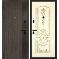 Вертикаль/Смальта 11 Дымчатый камень,  дуб мореный (замковая часть) / Слоновая кость ral 1013 патина золото