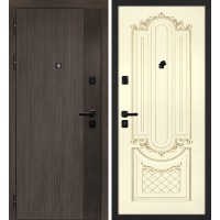 Вертикаль/Смальта 13 Дымчатый камень,  дуб мореный (замковая часть) / Слоновая кость ral 1013 патина золото