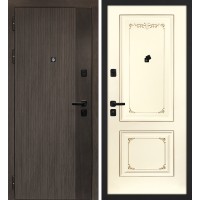 Вертикаль/Смальта 14 Дымчатый камень,  дуб мореный (замковая часть) / Слоновая кость ral 1013 патина шампань