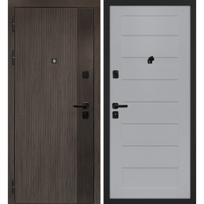 Дверь Скамбио Порте Вертикаль/Техно 708 Дымчатый камень, дуб мореный (замковая часть) / Манхэттен