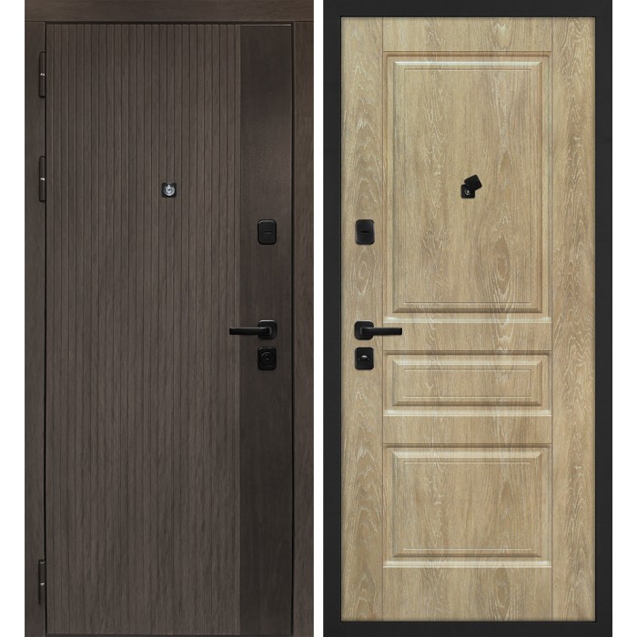 Дверь Скамбио Порте Вертикаль/Версаль 02 Дымчатый камень, дуб мореный (замковая часть) / Дуб песочный