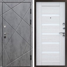 Входная дверь Termo Door Лучи бетон Царга лиственница белая
