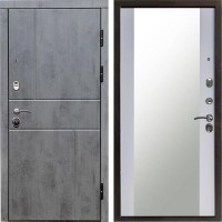 Входная дверь Termo Door Вертикаль бетон Зеркало белый софт