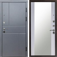 Входная дверь Вертикаль GREY Зеркало белый софт