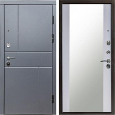 Входная дверь Вертикаль GREY Зеркало белый софт