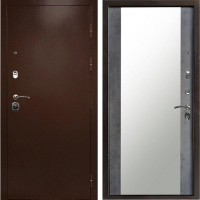 Входная дверь Техно медь Зеркало бетон темный