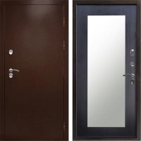 Входная дверь Termo Door Сибирь Антик Медный с терморазрывом Зеркало триумф венге