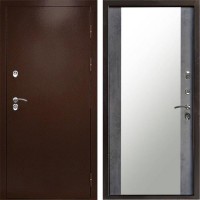 Входная дверь Termo Door Сибирь Антик Медный с терморазрывом Зеркало бетон темный