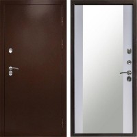 Входная дверь Termo Door Сибирь Антик Медный с терморазрывом Зеркало белый софт