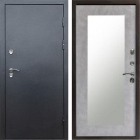 Входная дверь Termo Door Сибирь Антик серебро с терморазрывом Зеркало триумф бетон светлый