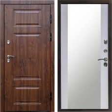 Входная дверь Termo Door Сибирь Термо ПРЕМИУМ Орех Зеркало белый софт