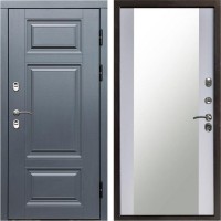Входная дверь Termo Door Сибирь Термо ПРЕМИУМ Grey Зеркало белый софт