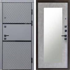 Входная дверь Termo Door Fusion Black Зеркало триумф бетон светлый