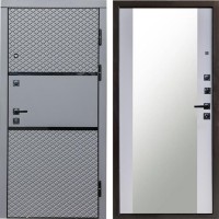 Входная дверь Termo Door Fusion Black Зеркало белый софт