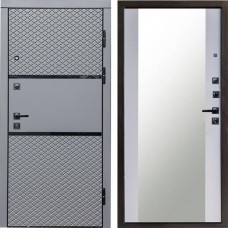 Входная дверь Termo Door Fusion Black Зеркало белый софт