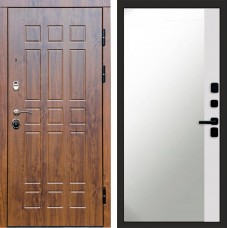 Входная дверь Афина дуб Зеркало фацет Белый софт