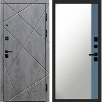 Входная дверь Лучи бетон Зеркало фацет Grey софт