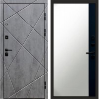 Дверь Termo Door Лучи бетон Зеркало фацет Черный кварц