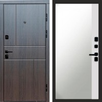 Входная дверь Вертикаль венге Зеркало фацет Белый софт