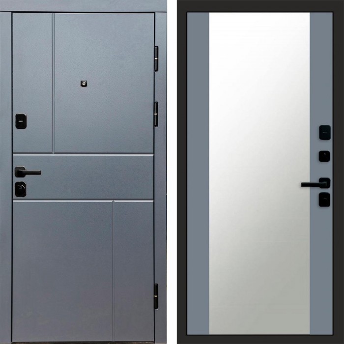Входная дверь Вертикаль Grey Зеркало 27 Grey Софт