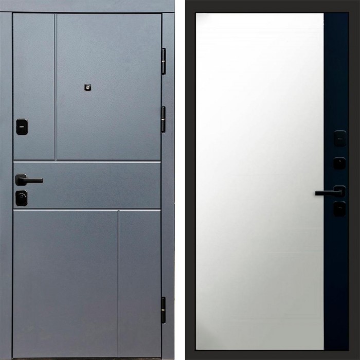 Дверь Termo Door Вертикаль Grey Зеркало фацет Черный кварц