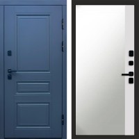 Входная дверь Орегон Графит Зеркало фацет Белый софт