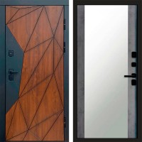 Входная дверь Геометрия Зеркало бетон темный