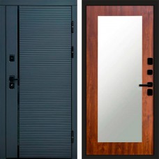 Входная дверь Графит Line Зеркало триумф дуб