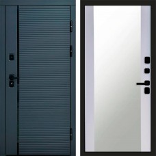 Входная дверь Графит Line Зеркало белый софт