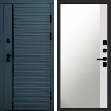Входная дверь Графит Line Зеркало фацет Белый софт