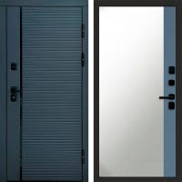 Входная дверь Графит Line Зеркало фацет Grey софт